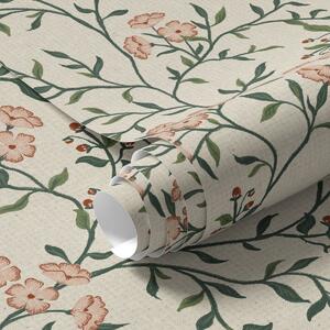 Tapet Ramuri întredeschise cu flori de coral, model floral, Tapet stil englezesc, a00221 : Uwalls.ro