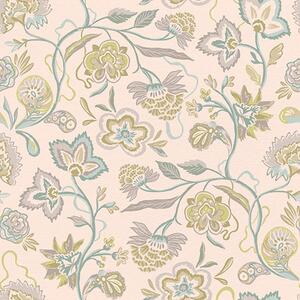 Tapet Flori ornamentale în culori pastelate, stil vintage, Tapet rustic, a00222 : Uwalls.ro