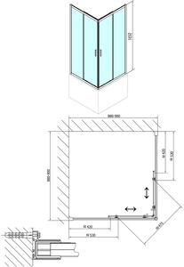 Polysan Carmen cabină de duș 90x90 cm pătrat crom luciu/sticlă transparentă MD5116