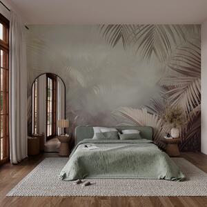 Tapet junglă tropicală cu o nuanță neutră, Fototapet Natură, Fototapet Foi de palmier, w04142v1 : Uwalls.ro