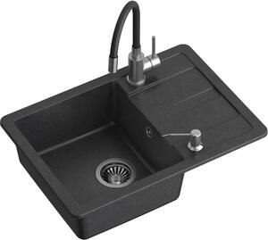 Quadron Ready Smart chiuvetă cu robinet și dozator negru / oțel TQ6244RSCZ