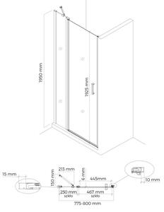 Oltens Verdal uși de duș 80 cm înclinabilă negru mat/sticlă transparentă 21203300