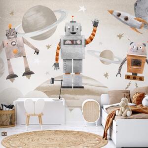Tapet Roboți în spațiu în stil acuarelă, Fototapet Spaţiu, w04016v1 : Uwalls.ro