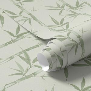 Tapet Bambus verde deschis pe fundal pastel moale, Tapet flori, a00236v1 : Uwalls.ro