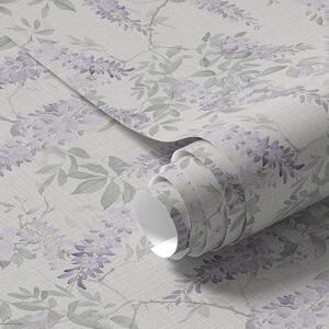 Tapet Lilac wisteria pe fundal alb, stil acuarelă, Tapet Provence, a00239 : Uwalls.ro