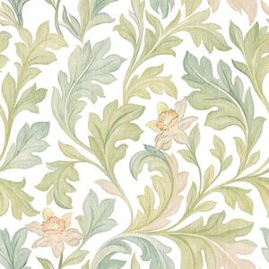 Tapet Ornament floral de epocă pe fundal alb, Tapet flori, a00277v2 : Uwalls.ro