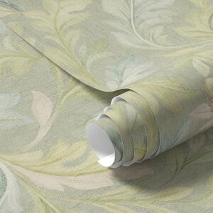 Tapet Frunze de epocă pe fundal verde, culori pastelate, Tapet flori, a00277 : Uwalls.ro