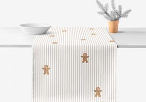 Goldea napron de masă de crăciun 100% bumbac - turtă dulce cu dungi 20x120 cm
