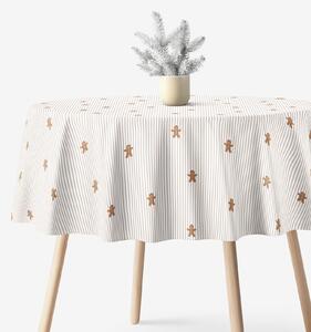 Goldea față de masă de crăciun 100% bumbac - turtă dulce cu dungi - rotundă Ø 120 cm