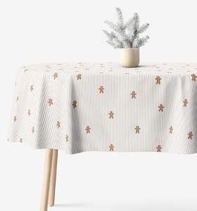 Goldea față de masă de crăciun 100% bumbac - turtă dulce cu dungi - ovală 140 x 240 cm