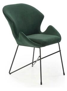 Scaun K458, verde/negru, stofa catifelata/metal, 57x62x82 cm