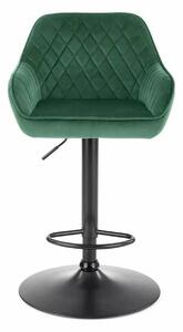 Scaun bar H103, verde inchis/negru, stofa catifelata/otel, 55x55x92/11