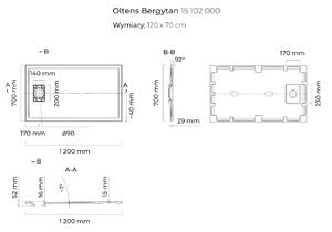 Oltens Bergytan cădiță de duș dreptunghiulară 120x70 cm alb 15102000