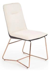 Scaun tapitat K390, crem/gri inchis/roz auriu, stofa/piele ecologica/m