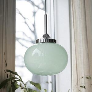 PR Home Lampă suspendată Elsy, verde deschis/crom, Ø 18 cm, sticlă, cu priză, Crom, Camera de zi / sufragerie, Sticlă, Scandinavă