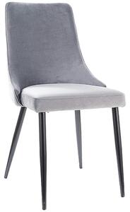 Scaun tapitat PIANO B, gri/negru, stofa catifelata/metal, 47x44x93 cm