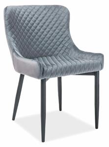 Scaun de dining COLIN B, gri/negru, stofa catifelata/metal, 52x45x82 c