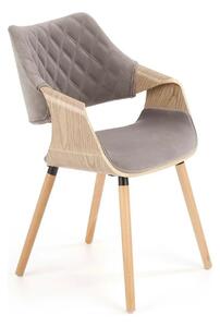 Scaun modern dining K396, stejar/gri, stofa catifelata/placaj, 56x55x7