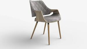 Scaun modern dining K396, stejar/gri, stofa catifelata/placaj, 56x55x7