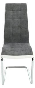 Scaun SALOMA NEW, gri/alb/crom, stofa clasica/piele ecologica/metal, 4