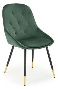 Scaun K437, verde inchis/negru, stofa catifelata/metal, 49x55x88 cm