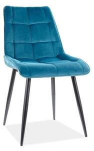 Scaun CHIC, turcoaz/negru, stofa catifelata/metal, 50x58x88 cm