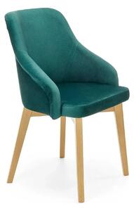 Scaun TOLEDO 2, verde/stejar, stofa catifelata/lemn de fag, 57x56x86 c