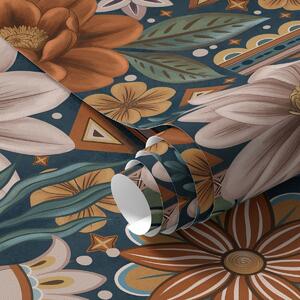 Tapet Flori decorative luminoase cu elemente geometrice, Tapet flori, a00305 : Uwalls.ro