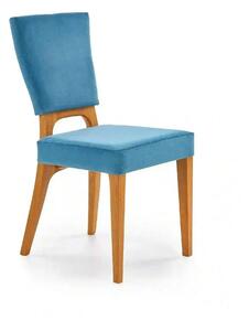 Scaun living WENANTY, albastru/stejar, stofa clasica/lemn, 43x56x91 cm