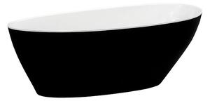 Cada baie freestanding ovala, compozit, negru alb, 160x70 cm, Besco Goya BlackWhite Negru/Alb, 1600x700 mm