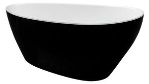 Cada baie freestanding ovala, compozit, negru alb, 160x70 cm, Besco Goya BlackWhite Negru/Alb, 1600x700 mm