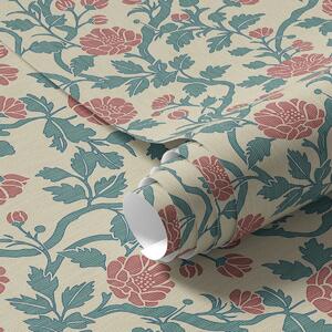 Tapet Flori ornamentale roz pe un fundal bej, Tapet flori, a00414 : Uwalls.ro