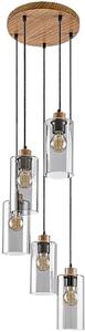 Rabalux Tanno lampă suspendată 5x25 W transparent-lemn 72125