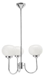 PR Home Lampă suspendată Elsy, alb/crom, 3 becuri, 36 cm, sticlă, cu priză, Crom, Camera de zi / sufragerie, Sticlă, Scandinavă
