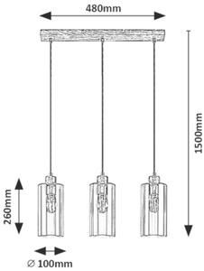Rabalux Tanno lampă suspendată 3x25 W fumuriu 72123