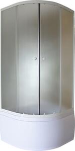 Set cabină de duș semirotundă cu cădiță duș înaltă 90x90x197 cm sticlă securizată mată profil alb