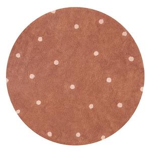Covor pentru copii cărămiziu lavabil/țesut manual din bumbac ø140 cm Round Dot Chestnut – Lorena Canals