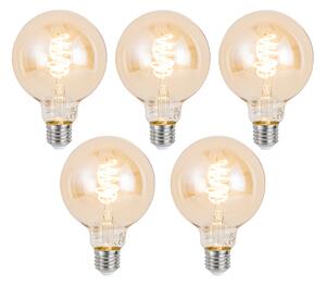 Set 5 becuri Becuri LED inteligente E27 reglabile G95 chihlimbar 4,9W 320lm 2500K