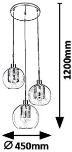 Rabalux Philana lampă suspendată 3x60 W transparent 6496