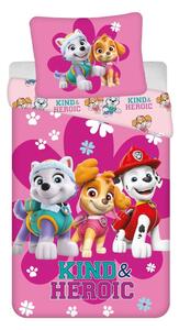 Lenjerie de pat pentru copii roz din bumbac pentru pat de o persoană 140x200 cm Paw Patrol "Heroic" – Jerry Fabrics