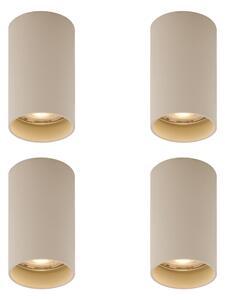 Set de 4 spoturi moderne bej montate la suprafață GU10 50mm Rotund - Tuba