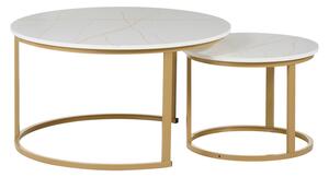 Set 2 Masute De Cafea Selmma PAL Finisaj Marmura Alba, Picioare Aurii