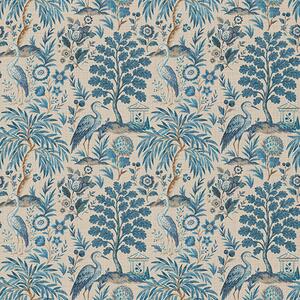Tapet Toile de Jouy stil cu păsări albastre și copaci tropicali, Tapet flori, a00382 : Uwalls.ro
