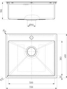 Genesis Concept chiuveta din otel 55x48 cm 1124382
