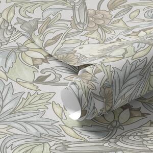 Tapet Păsări Art Nouveau și flori stilizate în pastel, Tapet flori, a00385 : Uwalls.ro