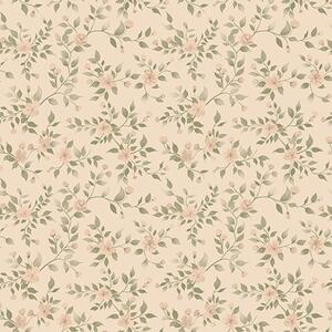 Tapet Delicate ramuri de flori pastelate pe fundal bej, Tapet flori, a00390 : Uwalls.ro