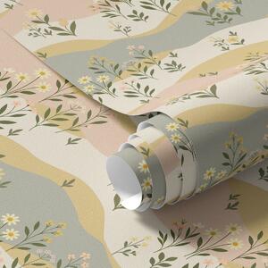Tapet Flori de pajiște ondulate în stil minimalist pastel, Tapet flori, a00396 : Uwalls.ro