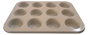 Forma briose 12 portii, auriu, invelis ceramic bej
