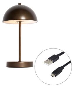 Lampă de masă de exterior bronz închis reîncărcabilă cu LED inclus, cu 3 trepte de intensitate luminoasă - Keira