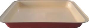 Tava copt 37.5x26x3.5 rosu, invelis ceramic bej
